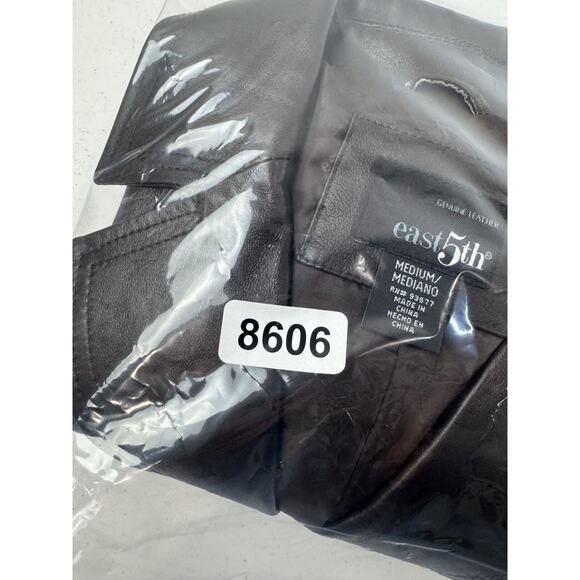 East 5th Womens Medium Genuine Leather Brown Blazer Jacket Lined Button-Up - Picture 10 of 10